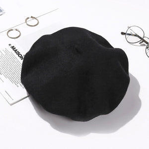 100% Pure Wool Felt Beret Women Fashion British Style Girls Beret Hat