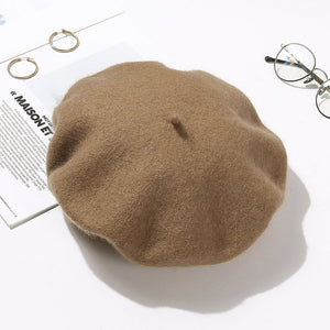 100% Pure Wool Felt Beret Women Fashion British Style Girls Beret Hat