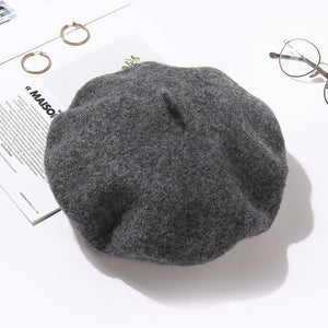 100% Pure Wool Felt Beret Women Fashion British Style Girls Beret Hat