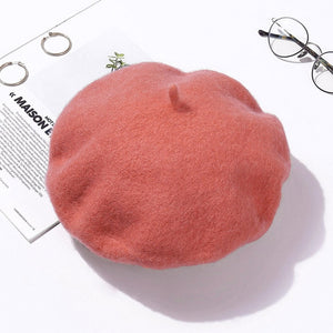 100% Pure Wool Felt Beret Women Fashion British Style Girls Beret Hat