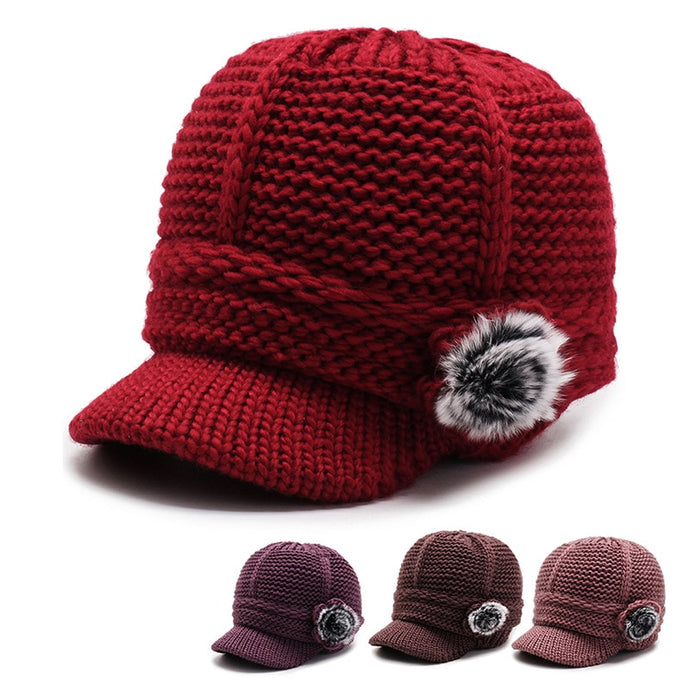 2019 new winter woolen women's knit hat plus velvet thickening wild mother hat