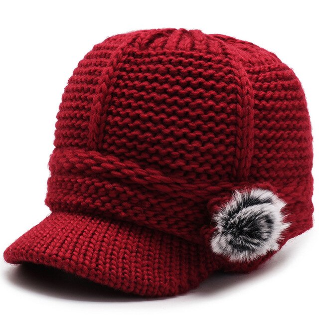 2019 new winter woolen women's knit hat plus velvet thickening wild mother hat